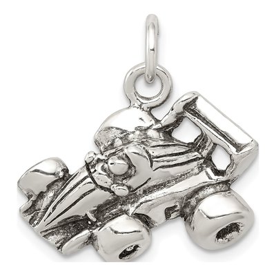 Sterling Silver Go Kart Racer Pendant