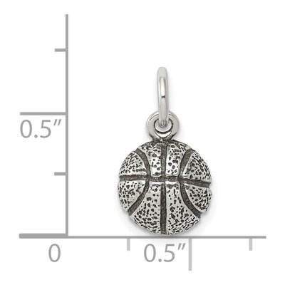 Sterling Silver Antiqued Basketball Charm – view 4