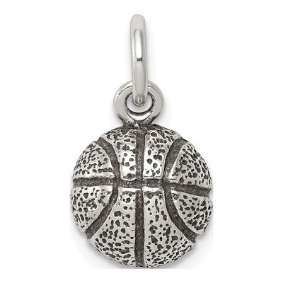 Sterling Silver Antiqued Basketball Charm