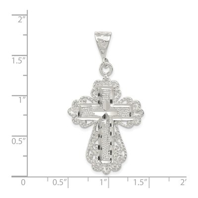 Sterling Silver Diamond-Cut Cross Pendant – view 4