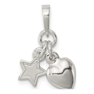 Sterling Silver Heart Star for Kids Pendant