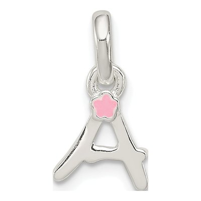 Sterling Silver Enamel for Kids Letter A Pendant