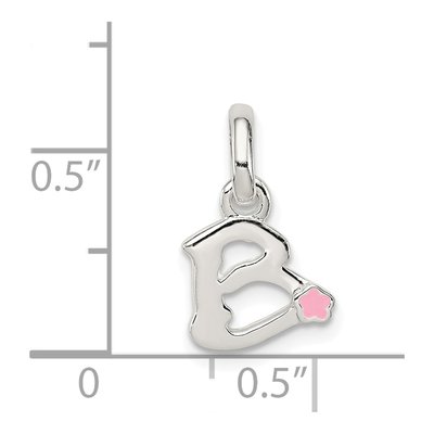 Sterling Silver Kids' Enamel Letter B Pendant – view 4
