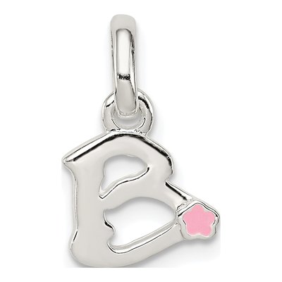 Sterling Silver Kids' Enamel Letter B Pendant