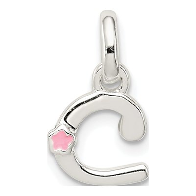 Sterling Silver Enamel for Kids Letter C Pendant