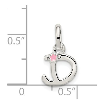 Sterling Silver Kids' Enamel Letter D Pendant – view 4