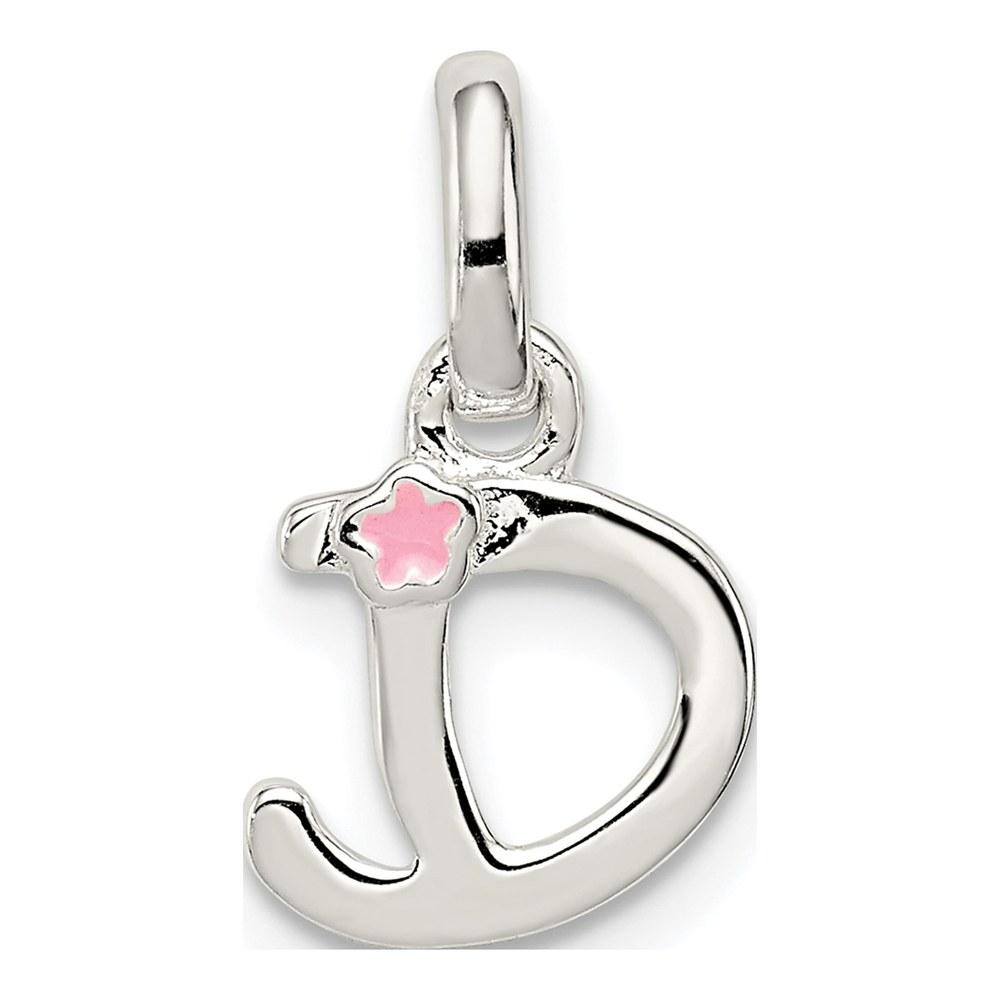 Sterling Silver Kids' Enamel Letter D Pendant