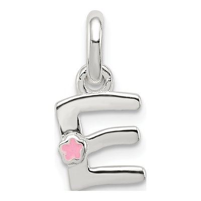 Sterling Silver Enamel for Kids Letter E Pendant