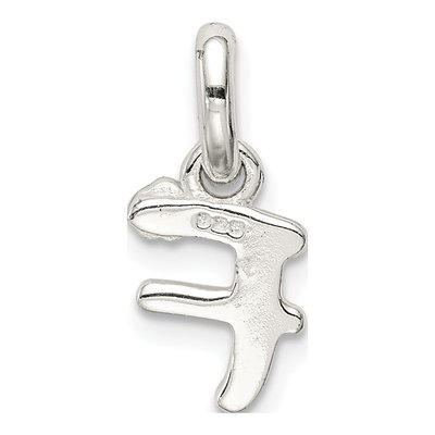 Sterling Silver Kids' Enamel Letter F Pendant – view 4