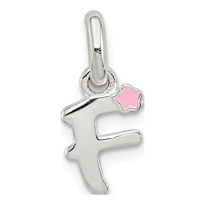 Sterling Silver Kids' Enamel Letter F Pendant