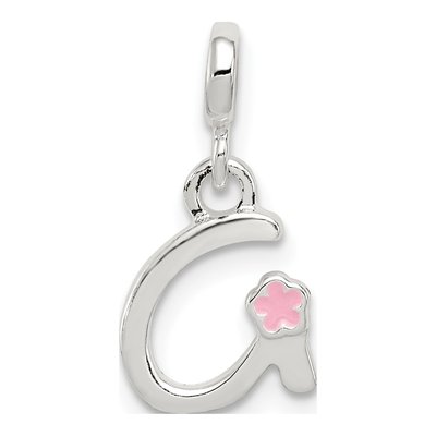 Sterling Silver Enamel Letter G Pendant