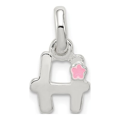 Sterling Silver Enamel for Kids Letter H Pendant