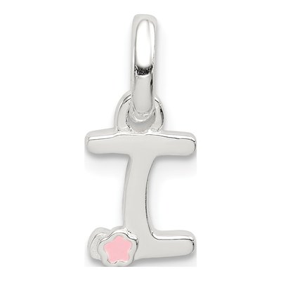 Sterling Silver Kids' Letter I Enamel Pendant