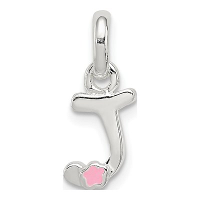 Sterling Silver Kids' Enamel Letter J Pendant