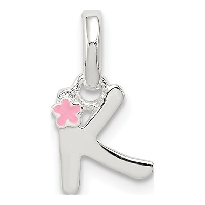 Sterling Silver Kids' Enamel Letter K Pendant