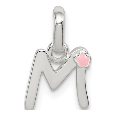 Sterling Silver Kids' Enamel Letter M Pendant