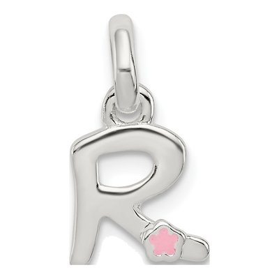 Sterling Silver Enamel for Kids Letter R Pendant