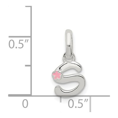 Sterling Silver Kids' Enamel Letter S Pendant – view 5