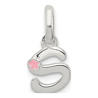 Sterling Silver Kids' Enamel Letter S Pendant