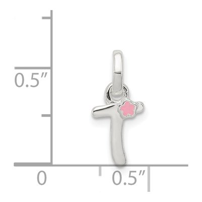 Sterling Silver Kids' Enamel Letter T Pendant – view 5