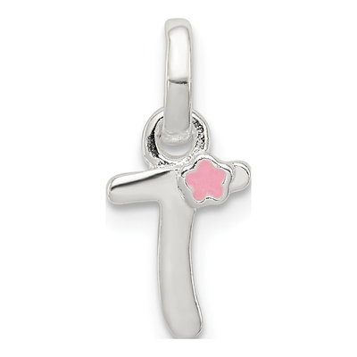 Sterling Silver Kids' Enamel Letter T Pendant