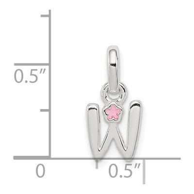 Sterling Silver Kids' Enamel Letter W Pendant – view 5