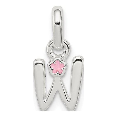 Sterling Silver Kids' Enamel Letter W Pendant