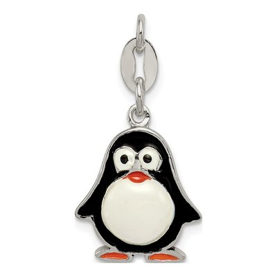 Sterling Silver Enamel Penguin for Kids Pendant