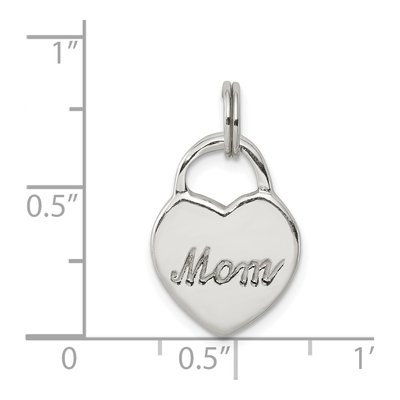 Sterling Silver MOM Heart Charm – view 4
