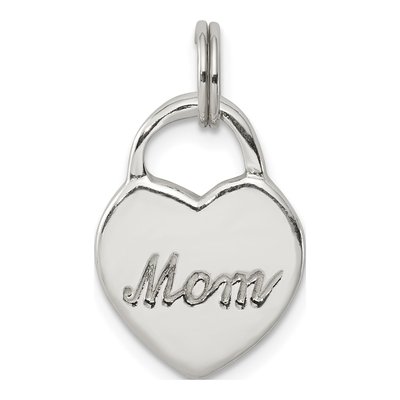 Sterling Silver MOM Heart Charm