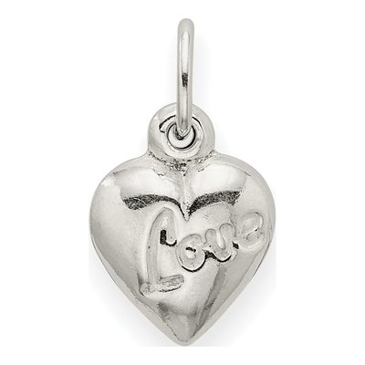 Sterling Silver Reversible LOVE Puff Heart Charm – view 4