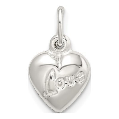 Sterling Silver Reversible LOVE Puff Heart Charm