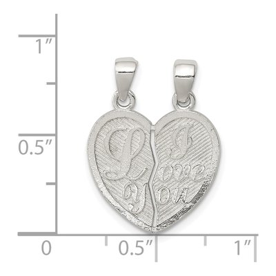 Sterling Silver Mini I Love You Heart Pendant – view 4