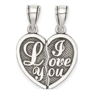 Sterling Silver Antiqued Break Apart Heart Pendant