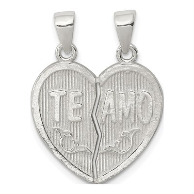 Sterling Silver Te Amo Break Apart Heart Pendant