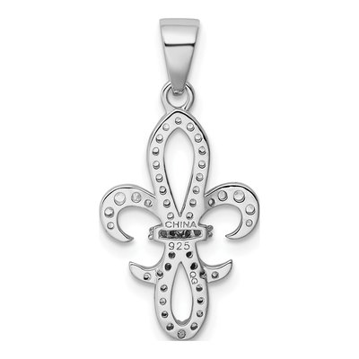 Sterling Silver CZ Fleur de Lis Pendant – view 4
