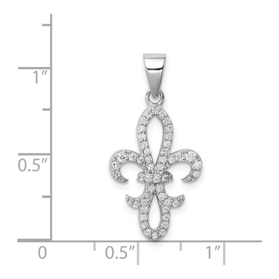 Sterling Silver CZ Fleur de Lis Pendant – view 5