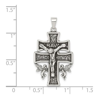 Sterling Silver Antiqued Mini Caravaca Crucifix Pendant – view 4