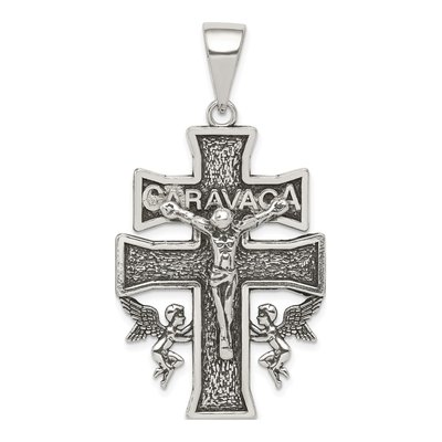 Sterling Silver Antiqued Caravaca Crucifix Pendant