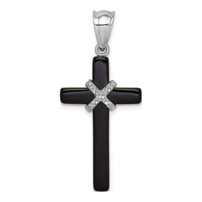Sterling Silver Onyx Cross Pendant – view 5