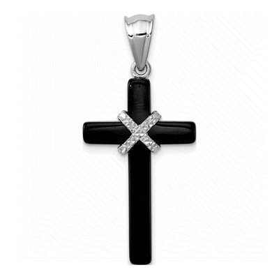 Sterling Silver Onyx Cross Pendant