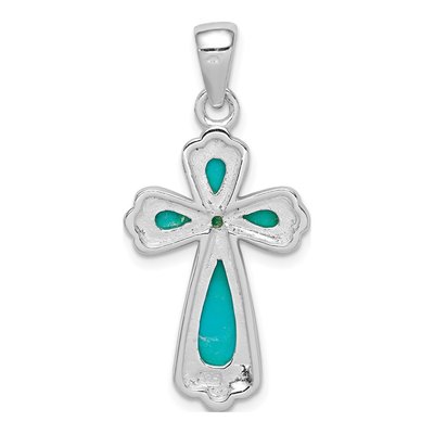 Sterling Silver Turquoise Cross Pendant – view 4