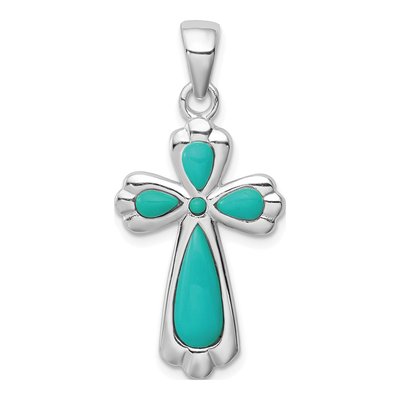 Sterling Silver Turquoise Cross Pendant