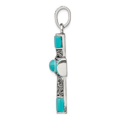 Sterling Silver Turquoise Cross Pendant – view 3