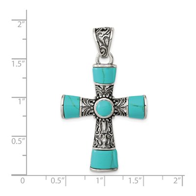 Sterling Silver Turquoise Cross Pendant – view 4