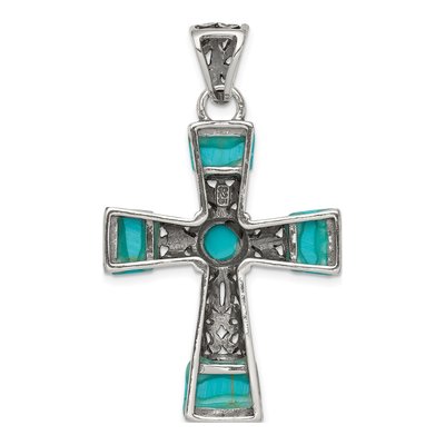 Sterling Silver Turquoise Cross Pendant – view 5