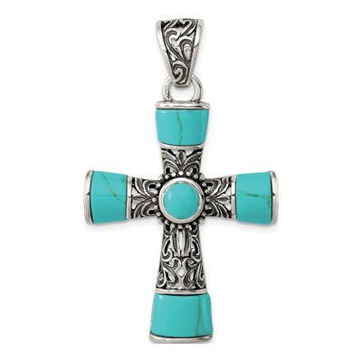 Sterling Silver Turquoise Cross Pendant