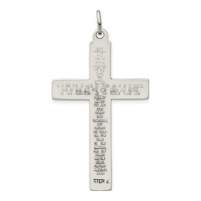 Sterling Silver Oxidized Cross Prayer Pendant – view 4