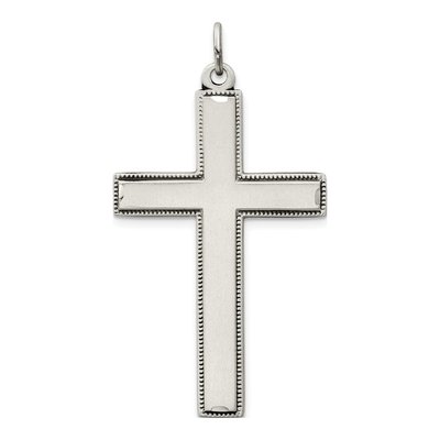 Sterling Silver Oxidized Cross Prayer Pendant