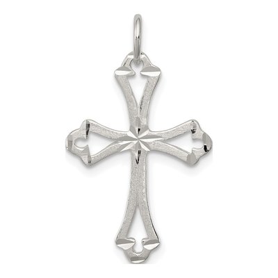 Sterling Silver Diamond-Cut Cross Pendant